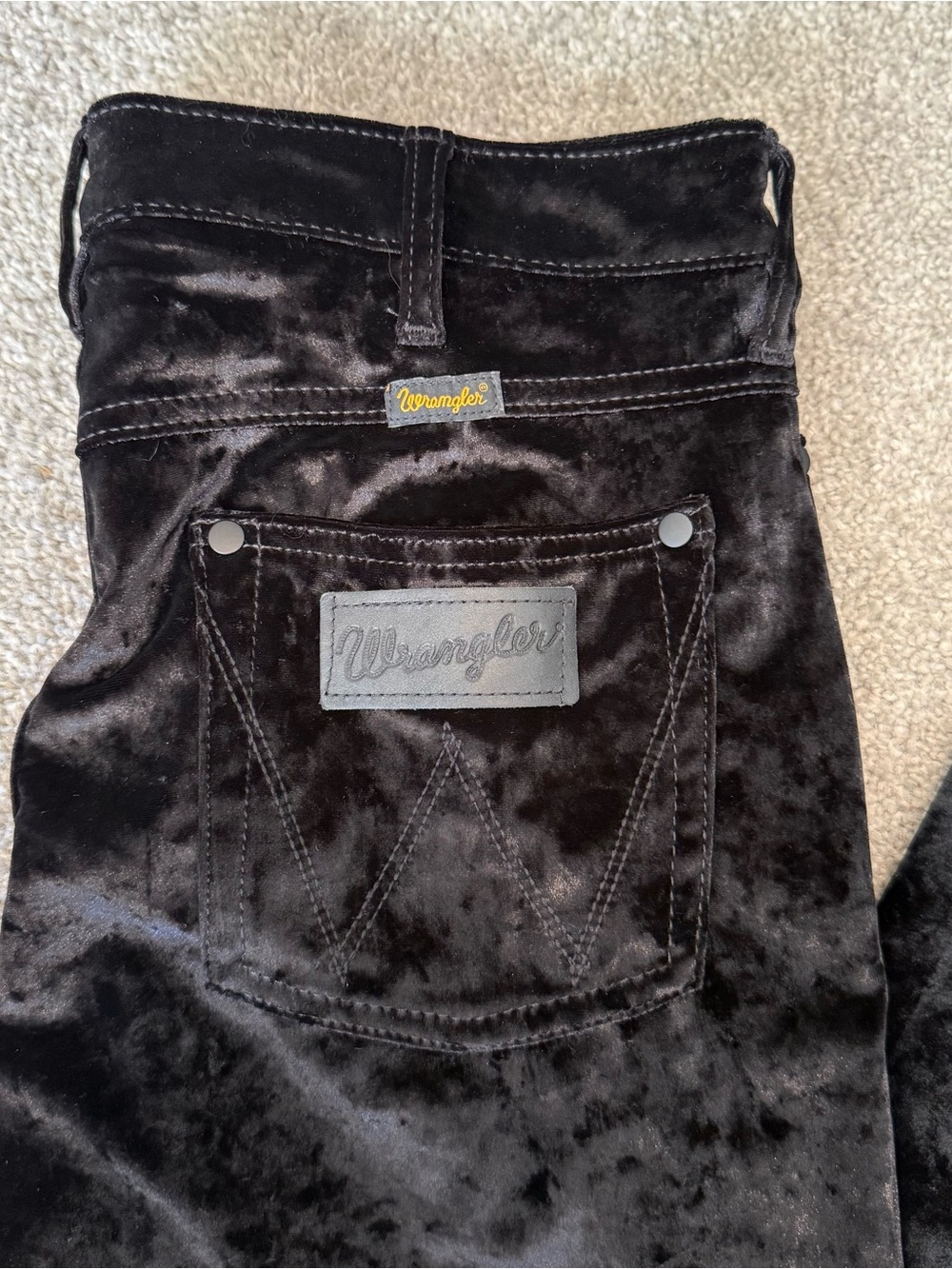 Wrangler Black Velvet Bootcut Flare Pants - Picture 5 of 8